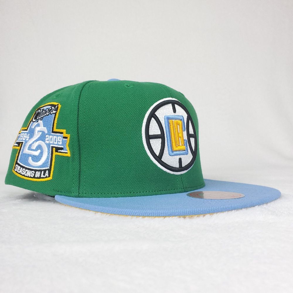 LA Clippers Mitchell & Ness NBA Snapback Hat Cap 3D Logo Green Blue NWT - Picture 3 of 8